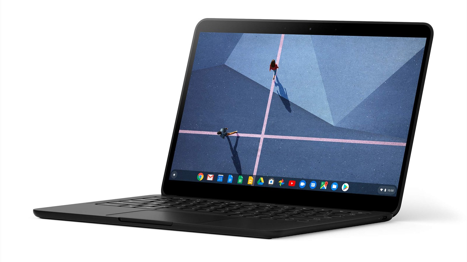 Google Chromebook open on a black surface — screen, battery and keyboard repair at ubrokeit in West Los Angeles