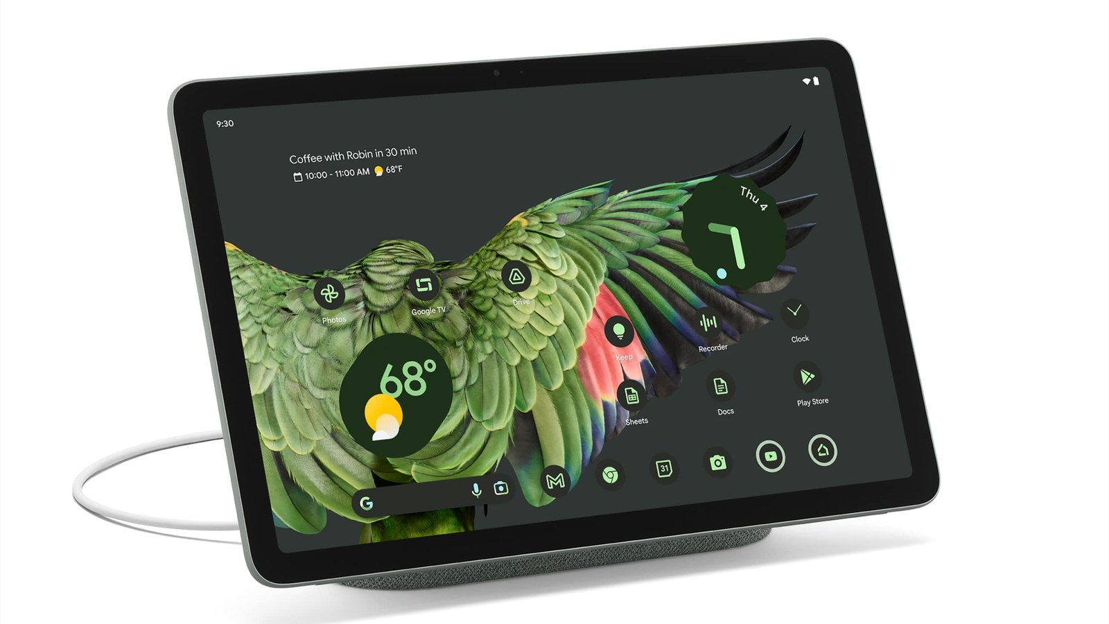 Google Pixel Tablet on its charging dock — screen and battery repair at ubrokeit in West Los Angeles